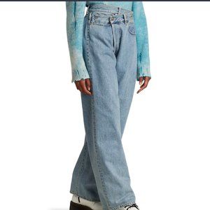 R13 Wide Leg Cross Over Denim Jeans
